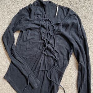 Free People Lace Up Long Sleeve Shirt